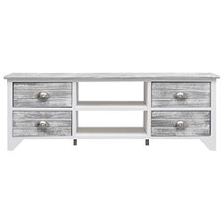 Foto van The living store tv-meubel - paulowniahout en mdf - 108x30x40cm - wit/grijs