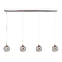 Foto van Moderne hanglamp - steinhauer - glas - modern - retro - e14 - l: 140cm - voor binnen - woonkamer - eetkamer - zilver
