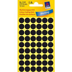 Foto van Etiket zweckform 12mm rond 5 vel a 54 etiketjes zwart