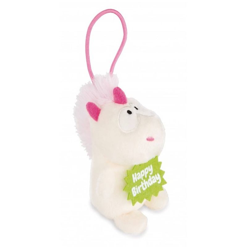 Foto van Nici knuffel unicorn theodor junior pluche 8 cm wit/groen