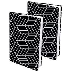 Foto van Verhaak rekbare boekenkaft a4 textiel zwart/wit 2 stuks