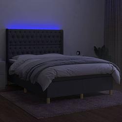 Foto van The living store boxspring donkergrijs 203x147x118/128 cm - led - pocketvering - huidvriendelijk - montagehandleiding -