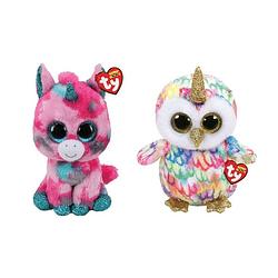 Foto van Ty - knuffel - beanie buddy - gumball unicorn & enchanted owl