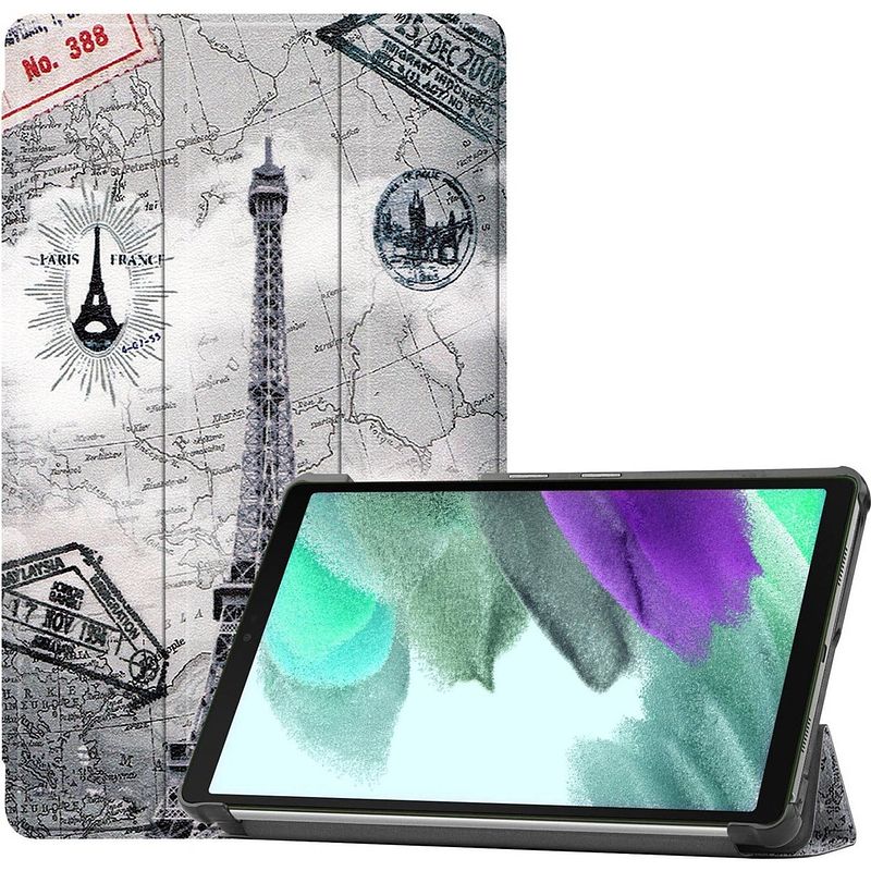 Foto van Basey samsung galaxy tab a7 lite hoesje kunstleer hoes case cover - eiffeltoren