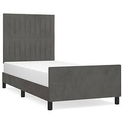 Foto van The living store bedframe - donkergrijs fluweel - 203 x 103 x 118/128 cm - verstelbaar hoofdeind - ondersteunende poten