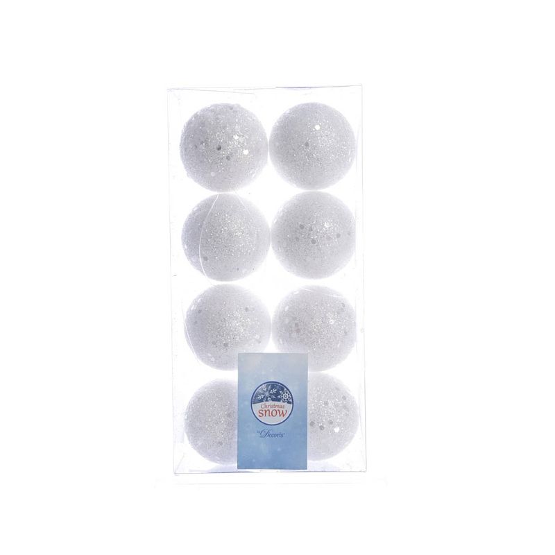 Foto van 5 stuks bal foam glitter d4 cm wit/zilver 8st