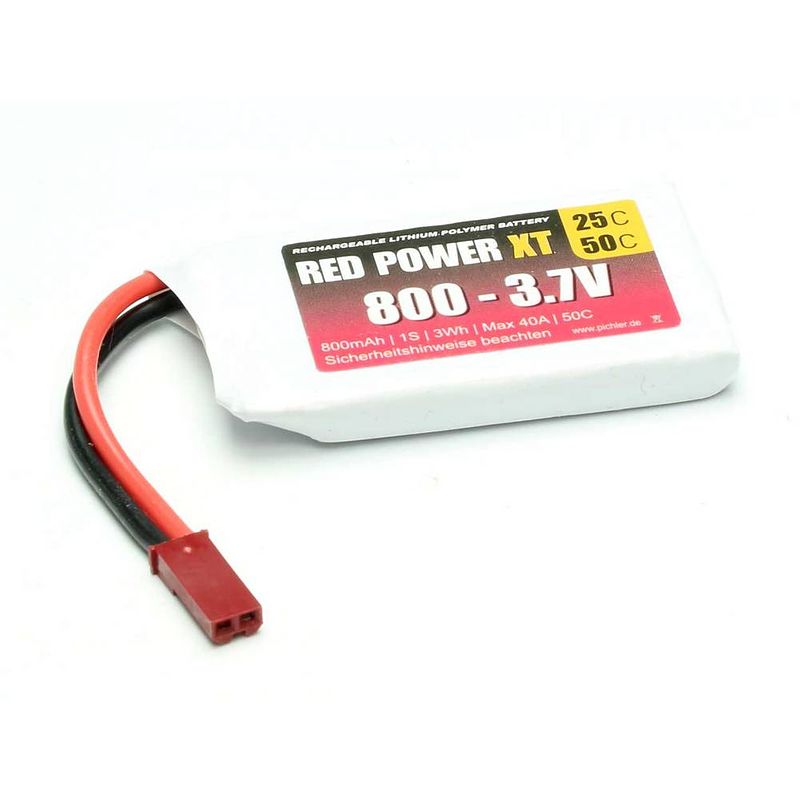 Foto van Red power lipo accupack 3.7 v 800 mah 25 c softcase jst, bec