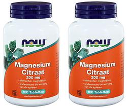 Foto van Now magnesium citraat 200mg duo tabletten