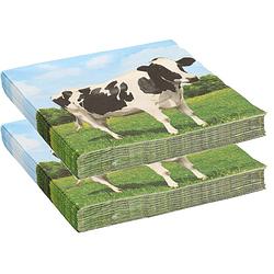 Foto van 40x boerderij thema servetten met koeien print 33 x 33 cm - feestservetten