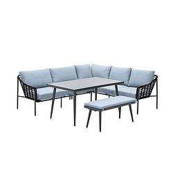 Foto van Garden impressions ashton lounge dining set rechts - zwart rotan