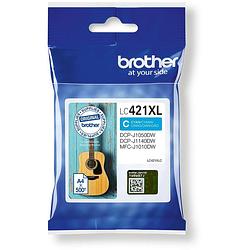 Foto van Brother inktcartridge, 500 pagina'ss, oem lc-421xlc, cyaan 5 stuks