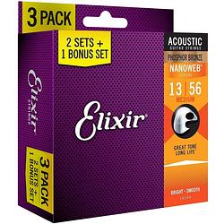 Foto van Elixir 16546 3-pack phosphor bronze nanoweb 13-56 (16102)