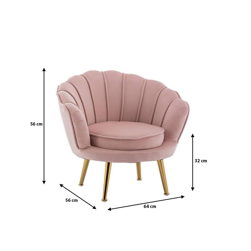 Foto van Kinderfauteuil 1 persoons belle kinderstoel velvet roze (voorbestelling)