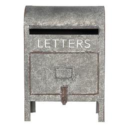 Foto van Haes deco - brievenbus vintage grijs metaal met tekst ""letters"", formaat 28x16x40 cm