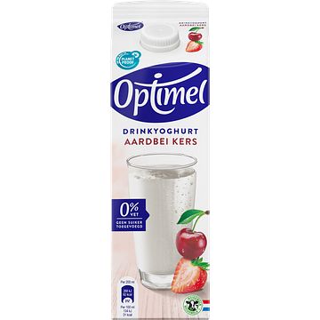 Foto van Optimel drinkyoghurt aardbei kers 0% vet 1 x 1l bij jumbo
