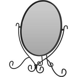 Foto van Make-up tafelmodel spiegel 28 x 32 cm zwarte rand - romantic sierlijk model - make-up spiegeltjes
