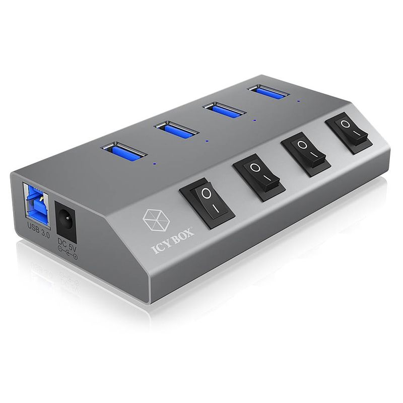 Foto van Icy box ib-hub1405 usb 3.2 gen 1-hub 4 poorten antraciet