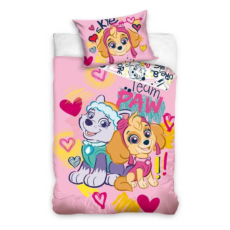 Foto van Disney paw patrol dekbedovertrek - katoen - ledikant (100x135 cm + 1 sloop) - roze