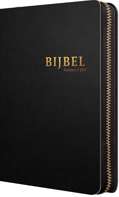 Foto van Bijbel (hsv) met psalmen - 14 x 21 luxe leer met rits en index - hardcover (9789065395450)