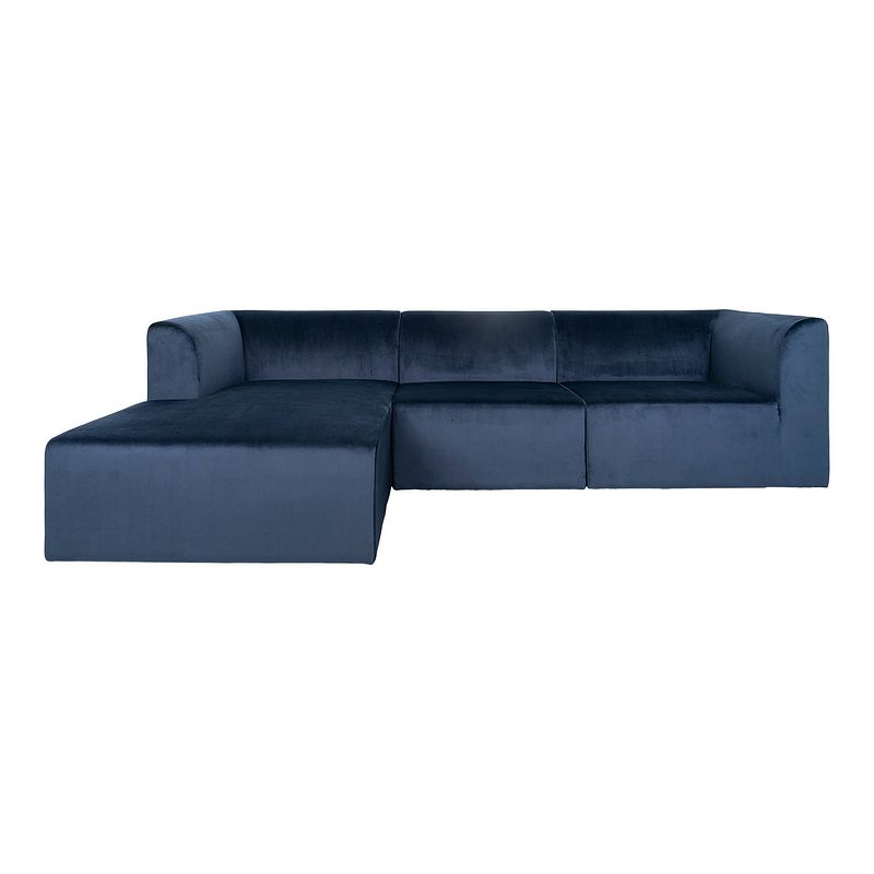 Foto van Alba chaise longue bank linksdraaiend 3-zits velours blauw.