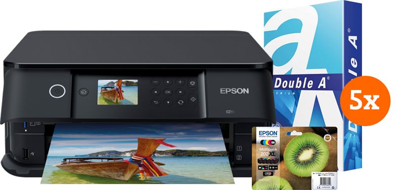 Foto van Epson expression premium xp-6100 + 1 set extra inkt + 2.500 vellen a4 papier