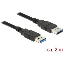 Foto van Delock usb-kabel usb 3.2 gen1 (usb 3.0 / usb 3.1 gen1) usb-a stekker, usb-a stekker 2.00 m zwart vergulde steekcontacten 85062