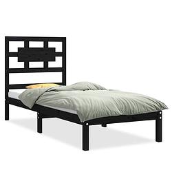 Foto van Vidaxl bedframe massief hout zwart 75x190 cm 2ft6 small single