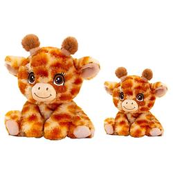 Foto van Keel toys - pluche knuffel dieren set 2x giraffes 16 en 25 cm - knuffeldier