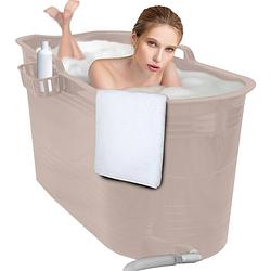 Foto van Lifebath - zitbad mira - bath bucket xl - inclusief badrek - 400l - ligbad 122 cm - costa rica sand