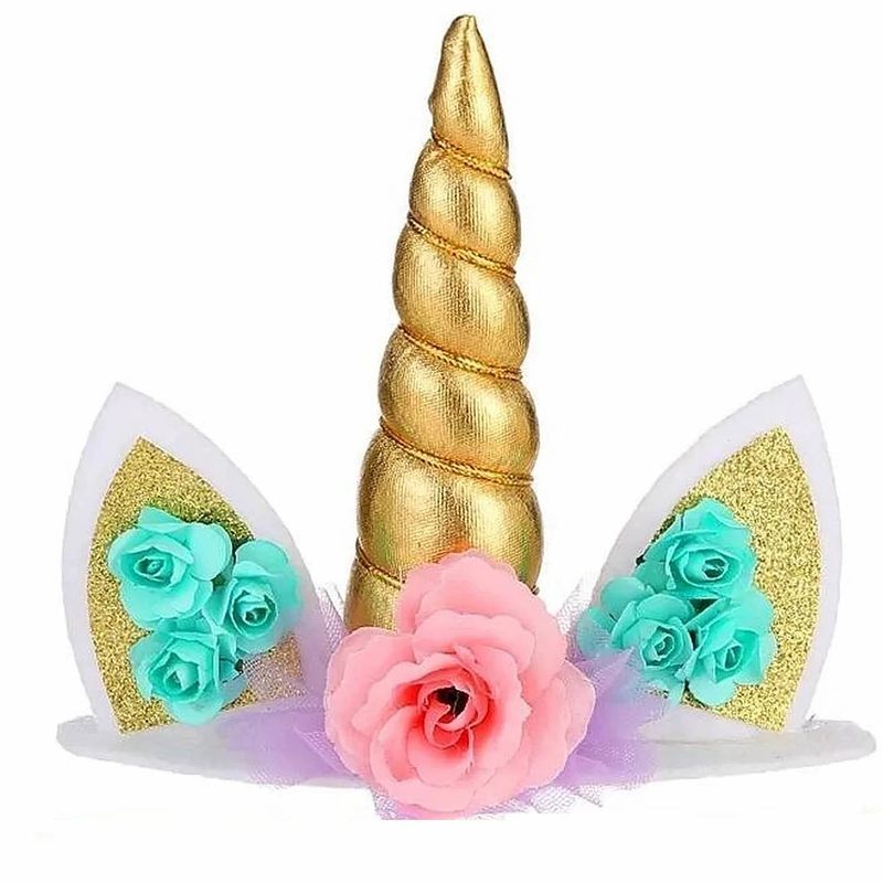 Foto van Unicorn cake topper eenhoorn taart versiering cake decoration goud