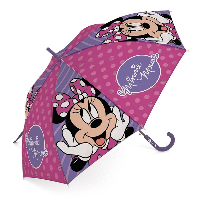 Foto van Disney paraplu minnie mouse strepen junior 48 cm polyester roze