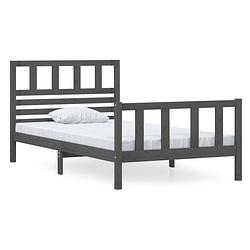 Foto van The living store bedframe massief hout grijs 100x200 cm - bed