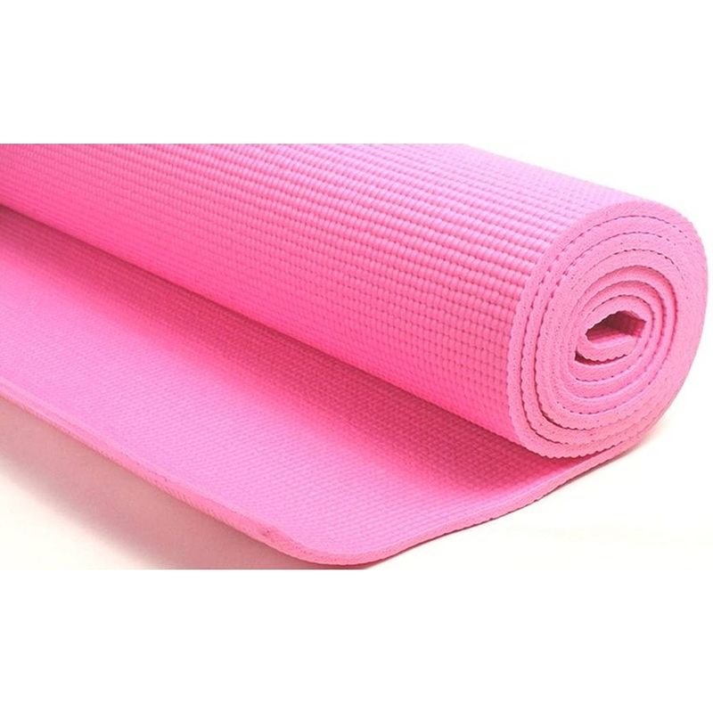 Foto van Roze yogamat/sportmat 180 x 60 cm - sportmatten voor o.a. yoga, pilates en fitness