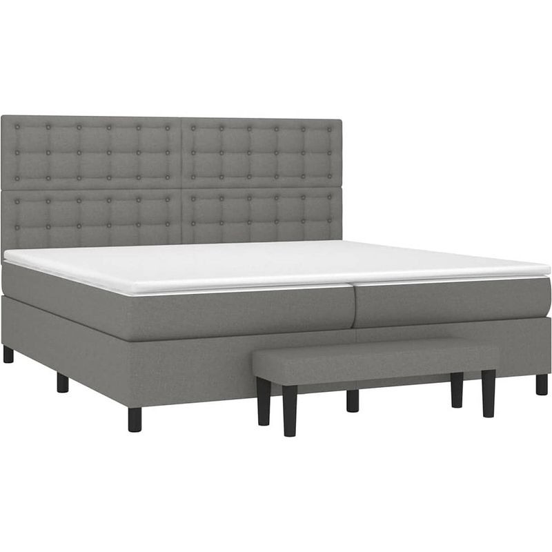 Foto van The living store boxspringbed - donkergrijs - 203x200x118/128 cm - pocketvering matras