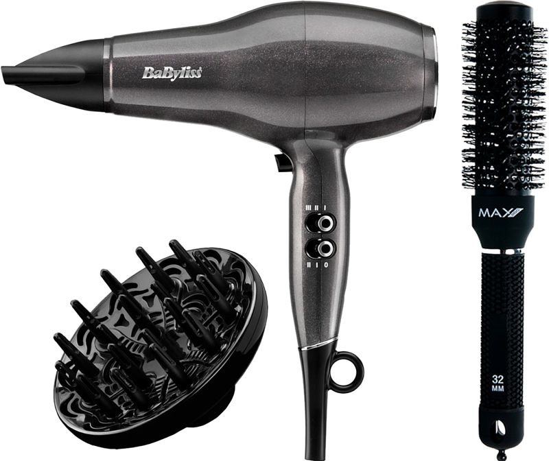 Foto van Babyliss platinum diamond 2300 fohn d6490de + max pro ceramic radial brush - 32 mm