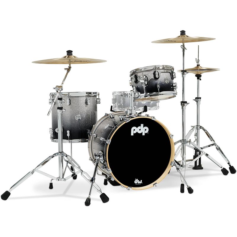 Foto van Pdp drums pdcm18bpsb concept maple silver/black fade lacquer 3d. bebop shellset