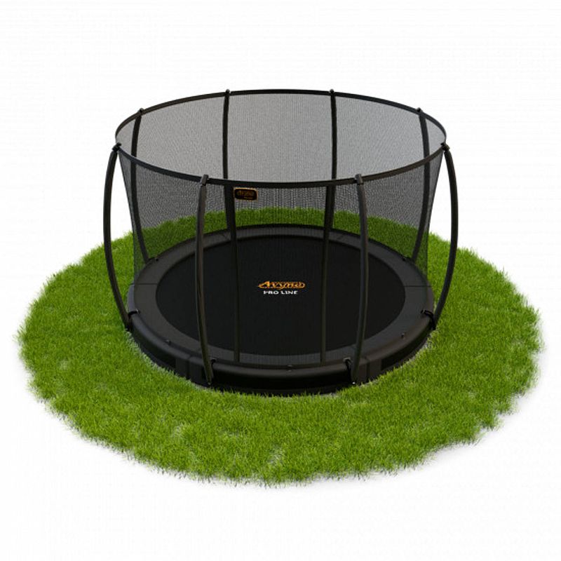 Foto van Avyna trampoline inground met veiligheidsnet pro-line - ø 365 cm (12ft) - hd plus beschermrand - grijs