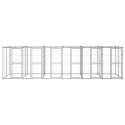 Foto van The living store hondenkennel - 660x220x180 cm - gegalvaniseerd staal - pe dak - zilverkleurig