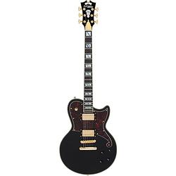 Foto van D'sangelico deluxe atlantic solid black elektrische gitaar met koffer