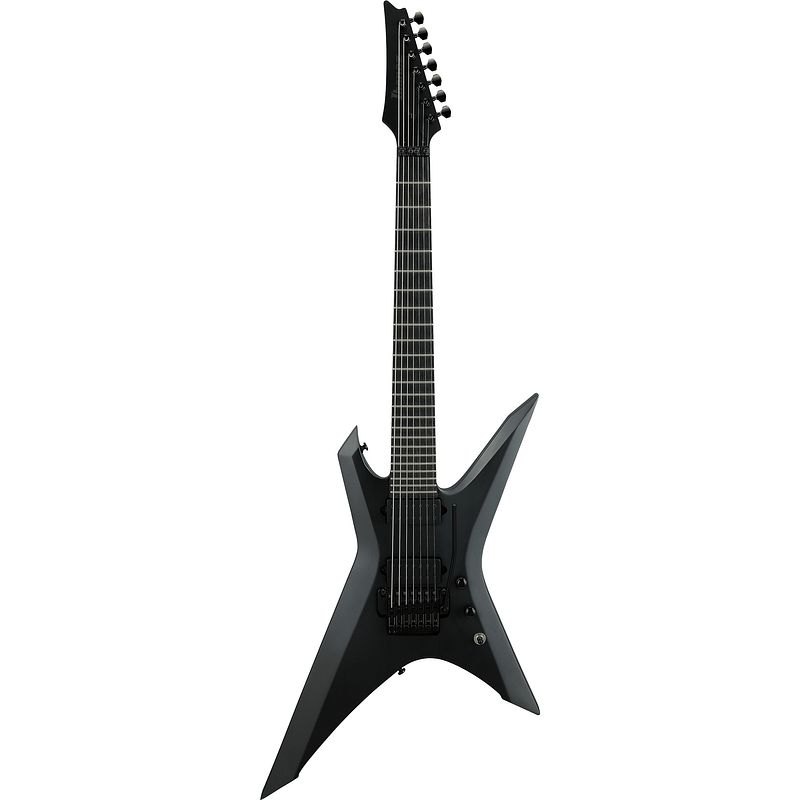 Foto van Ibanez iron label xiphos xptb720-bkf black flat 7-snarige elektrische gitaar met gigbag