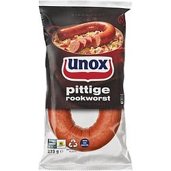 Foto van 2e halve prijs | unox pittige rookworst 275g aanbieding bij jumbo