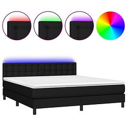 Foto van The living store boxspring met matras en led stof zwart 160x200 cm - bed