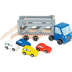 Foto van Small foot houten autotransporter blauw/grijs 33 x 9 x 13 cm