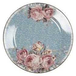 Foto van Clayre & eef servies ontbijtbord ø 18*2 cm blauw porselein bloemen eetbord gebaksbordje blauw eetbord gebaksbordje