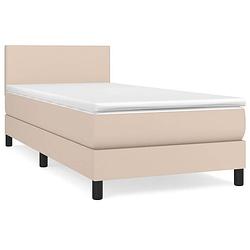 Foto van The living store boxspring bed - cappuccino - kunstleer - 203x100x78/88 cm - hoogwaardig materiaal