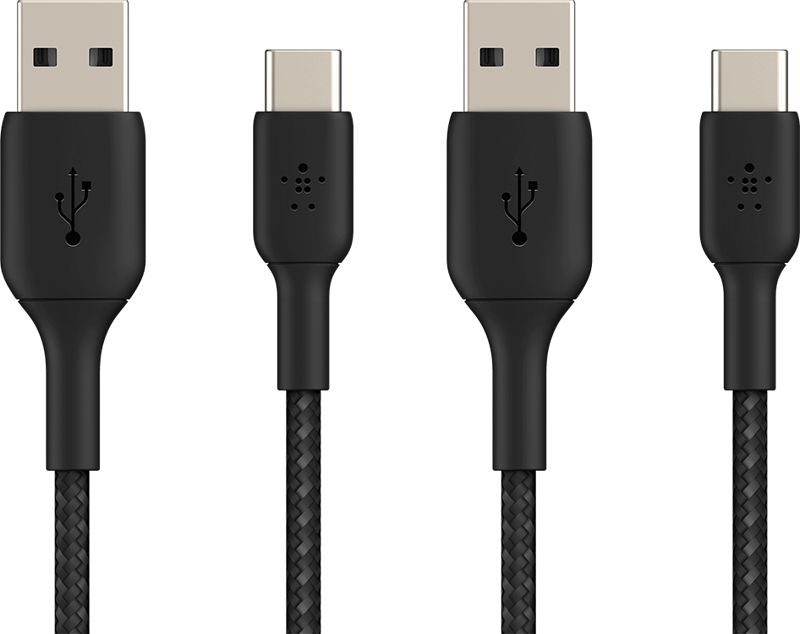 Foto van Belkin usb a naar usb c kabel 1m zwart nylon duo pack