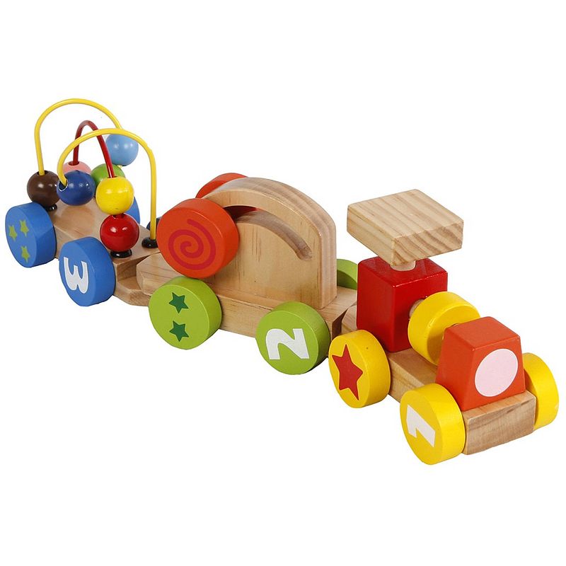 Foto van 2-play activiteitentrein junior 34,5 x 7,5 cm hout 3-delig