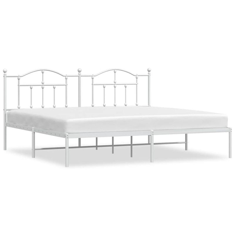 Foto van Vidaxl bedframe met hoofdbord metaal wit 200x200 cm