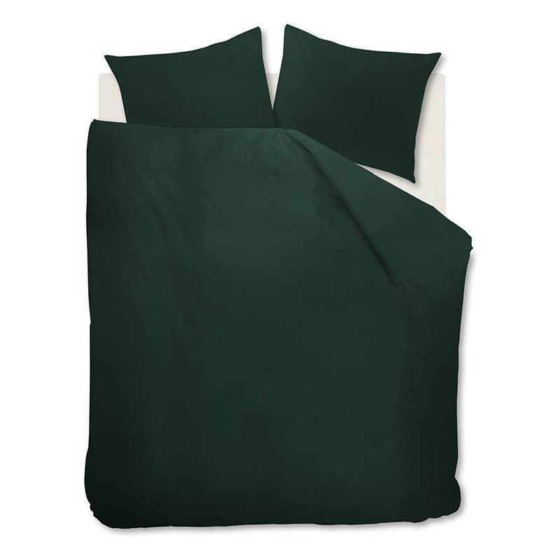 Foto van Beddinghouse organic basic dekbedovertrek - 2-persoons (200x200/220 cm + 2 slopen) - katoen - dark green