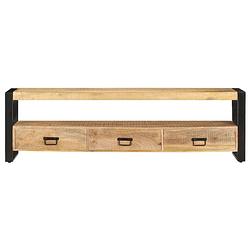 Foto van The living store tv-meubel mangohout - 150 x 30 x 45 cm - 3 lades en 1 vak